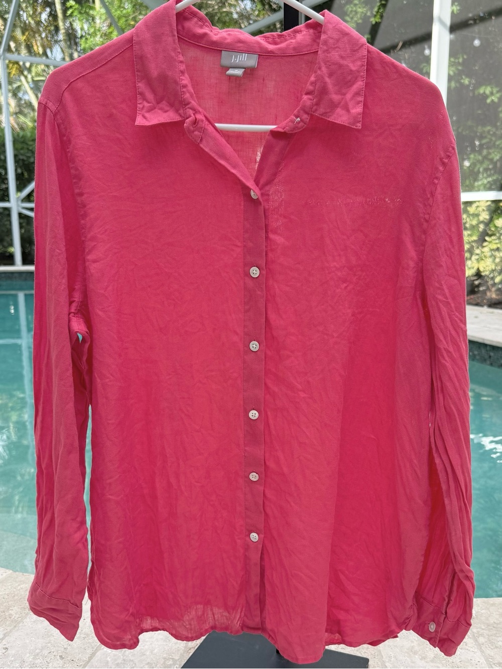 J. Jill linen blouse in watermelon pink. Size M medium.